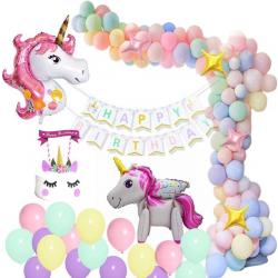 Joya Beauty® Unicorn Verjaardag Versiering | Eenhoorn Kinderfeestje met Pastel Ballonnen | Unicorn Slingers | Decoratie